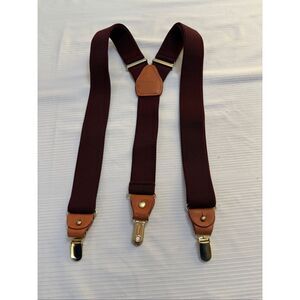 Gillmons BURGUNDY Suspenders Men Gold Clip On Y Back Formal Adjustable Stretchy